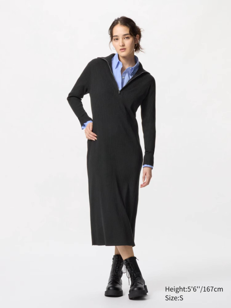 Женское платье Uniqlo в рубчик 1159832748 (Черный L)