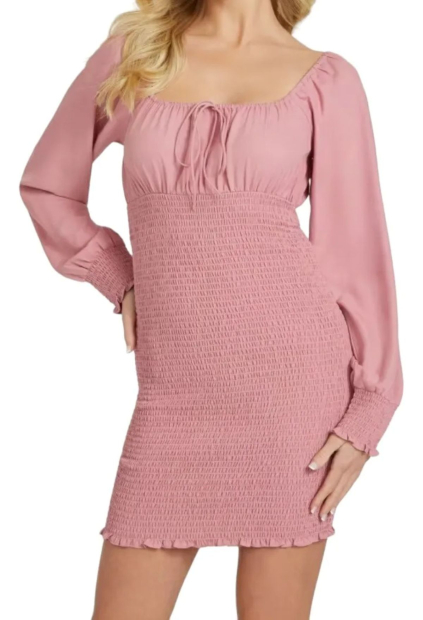 Женское мини-платье Molly Smocked от GUESS 1159833011 (Розовый XL)