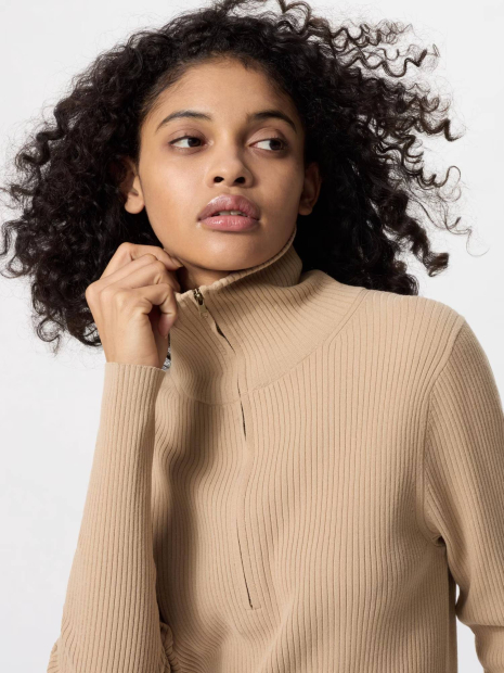 Женское платье Uniqlo в рубчик 1159833480 (Бежевый M)