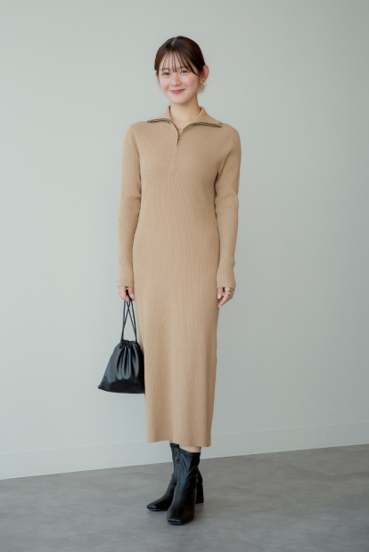 Женское платье Uniqlo в рубчик 1159833480 (Бежевый M)
