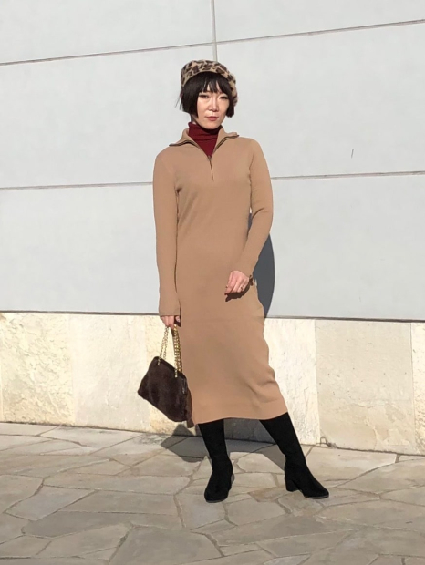 Женское платье Uniqlo в рубчик 1159833480 (Бежевый M)