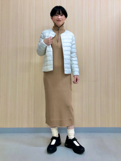 Женское платье Uniqlo в рубчик 1159833480 (Бежевый M)