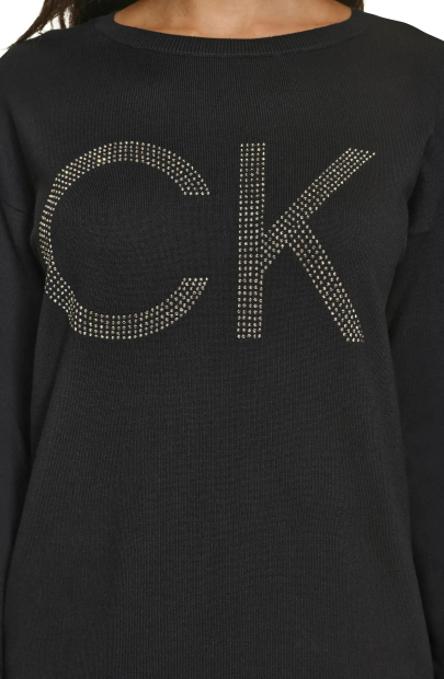Платье-свитер Calvin Klein с логотипом из страз 1159834684 (Черный S)