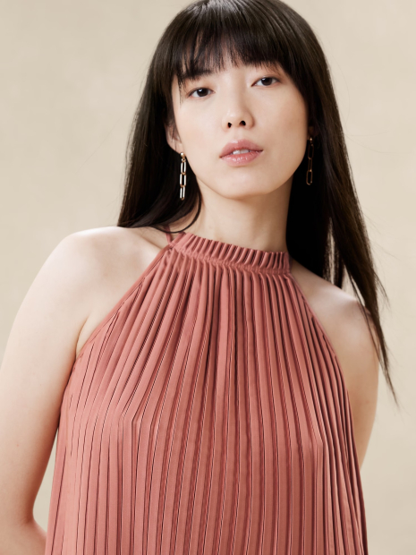Короткое женское платье с плиссе Banana Republic 1159834761 (Розовый XL)