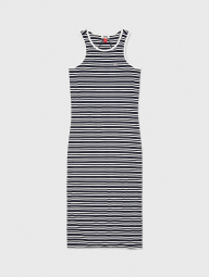 Женское платье миди Tommy Hilfiger в полоску 1159770505 (Белый/Синий, S)