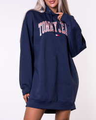 Теплое платье-худи на флисе Tommy Hilfiger с капюшоном 1159776591 (Синий, XL)