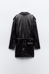 Платье-куртка ZARA из искусственной кожи 1159798450 (Черный, XL)