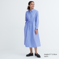 Женское платье-рубашка UNIQLO в полоску 1159799175 (Синий, XS)
