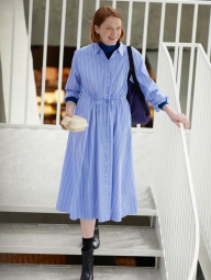Женское платье-рубашка UNIQLO в полоску 1159799177 (Синий, M)
