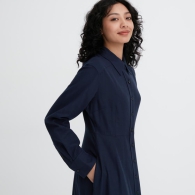 Женское платье-рубашка UNIQLO с начесом 1159799202 (Синий, S)