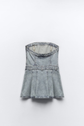 Джинсова сукня-міні ZARA 1159803001 (Білий/синій, M)