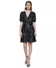 Женское плиссированное платье DKNY с пышными рукавами 1159803750 (Черный, 2)