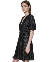 Женское плиссированное платье DKNY с пышными рукавами 1159804157 (Черный, 4)
