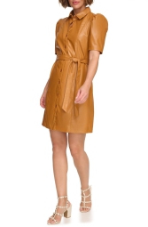 Платье-рубашка DKNY из искусственной кожи 1159804331 (Оранжевый, 8)