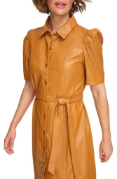 Платье-рубашка DKNY из искусственной кожи 1159804331 (Оранжевый, 8)