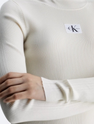 Платье-свитер в рубчик Calvin Klein с высоким воротником 1159804756 (Молочный, S)