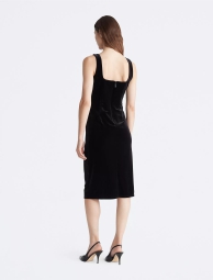 Бархатное платье миди Calvin Klein с квадратным вырезом 1159804780 (Черный, 10)