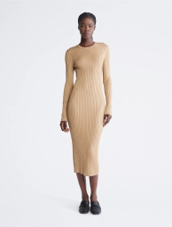 Жіноча сукня міді Calvin Klein в рубчик 1159804829 (Коричневий, M)