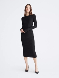 Женское платье миди Calvin Klein в рубчик 1159804830 (Черный, S)