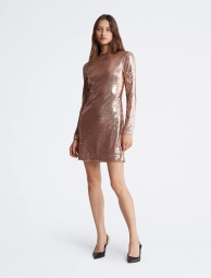 Женское мини-платье Calvin Klein из пайеток 1159804929 (Золотистый, 12)