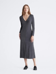 Женское платье миди Calvin Klein с V-образным вырезом 1159805747 (Серый, XS)