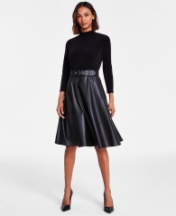 Женское платье Calvin Klein с юбкой из экокожи 1159806916 (Черный, 6)