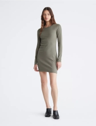 Жіноча сукня Calvin Klein з довгими рукавами у рубчик міні 1159808161 (Бежевий, S)