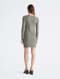 Женское платье Calvin Klein с длинными рукавами в рубчик мини 1159808162 (Зелений, S)