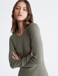 Женское платье Calvin Klein с длинными рукавами в рубчик мини 1159808162 (Зелений, S)
