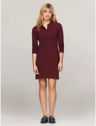 Женское платье-поло Tommy Hilfiger с длинными рукавами 1159808348 (Бордовый, L)