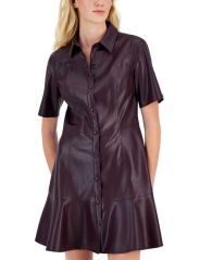 Женское платье из экокожи Tommy Hilfiger с короткими рукавами 1159810331 (Фиолетовый, 6)