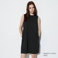 Женское короткое платье Uniqlo AIRism без рукавов 1159817421 (Черный S)