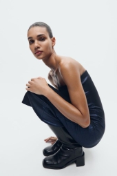 Блискуча сукня-міді ZARA 1159820662 (Синій S)