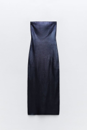 Блискуча сукня-міді ZARA 1159820662 (Синій S)