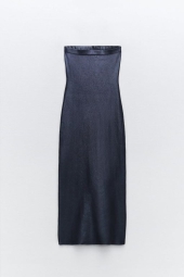 Блискуча сукня-міді ZARA 1159820662 (Синій S)