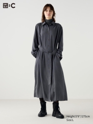 Жіноча сукня-сорочка UNIQLO з поясом 1159824035 (Сірий XS)
