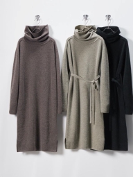 Женское шерстяное платье Uniqlo с длинными рукавами 1159828021 (Черный L)