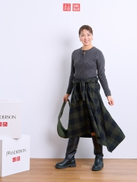 Жіноча сукня-сорочка UNIQLO в асиметричну клітинку 1159828194 (Зелений M)