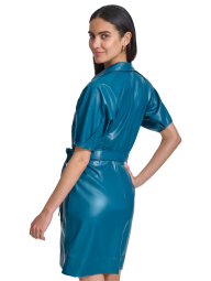 Женское платье-рубашка Calvin Klein из экокожи 1159832886 (Синий 10)