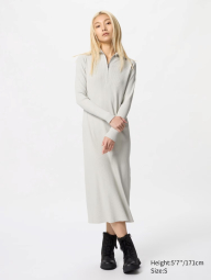 Женское платье Uniqlo в рубчик 1159833250 (Серый L)