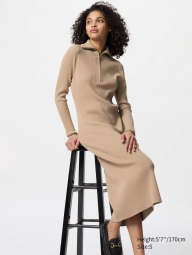 Женское платье Uniqlo в рубчик 1159833479 (Бежевый S)