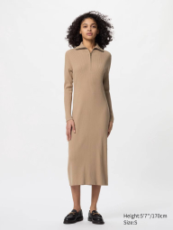 Женское платье Uniqlo в рубчик 1159833479 (Бежевый S)