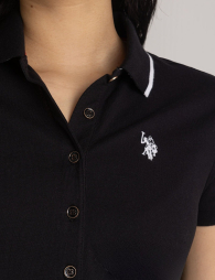 Женское платье-поло U.S. Polo Assn с поясом 1159834961 (Черный L)