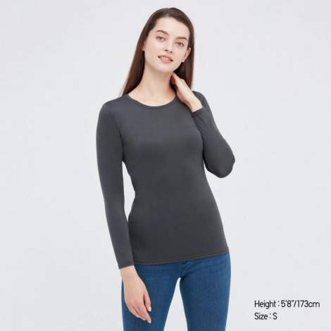 Женское термобелье лонгслив Uniqlo HEATTECH Extra Warm Crew Neck 1159762004 (Серый, XS)