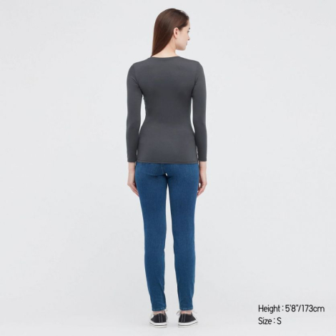 Женское термобелье лонгслив Uniqlo HEATTECH Extra Warm Crew Neck 1159762004 (Серый, XS)