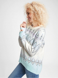 Женский свитер туника GAP с круглым вырезом art190709 (Белый/Мятный, размер XS)