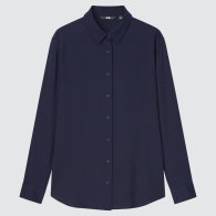 Женская блуза Uniqlo на пуговицах 1159774353 (Синий, XL)