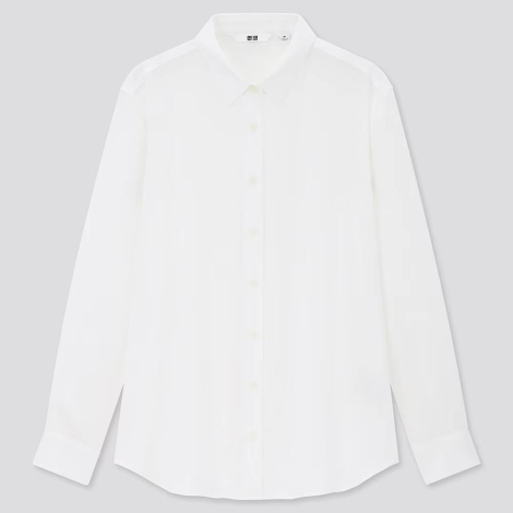 Женская рубашка UNIQLO блузка на пуговицах 1159782681 (Белый, XXL)