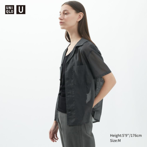 Легка напівпрозора сорочка Uniqlo з короткими рукавами оригінал