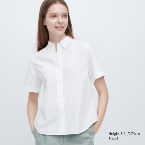 Женская рубашка UNIQLO с коротким рукавом 1159786551 (Белый, M)